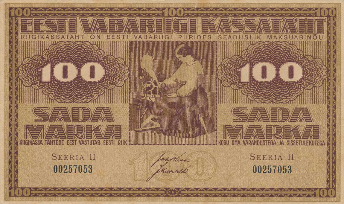 Front of Estonia p48b: 100 Marka from 1919