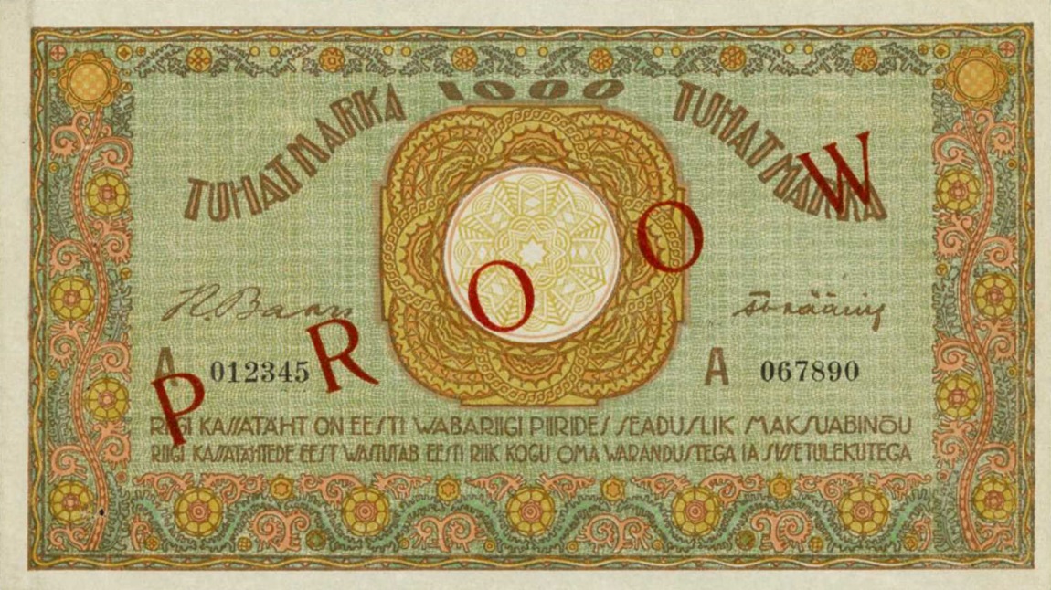 Front of Estonia p50s: 1000 Marka from 1920