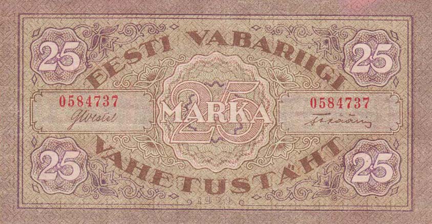 Front of Estonia p54a: 25 Marka from 1922