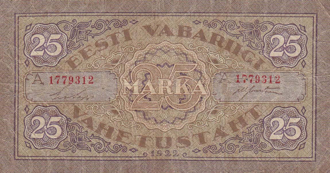 Front of Estonia p54c: 25 Marka from 1926