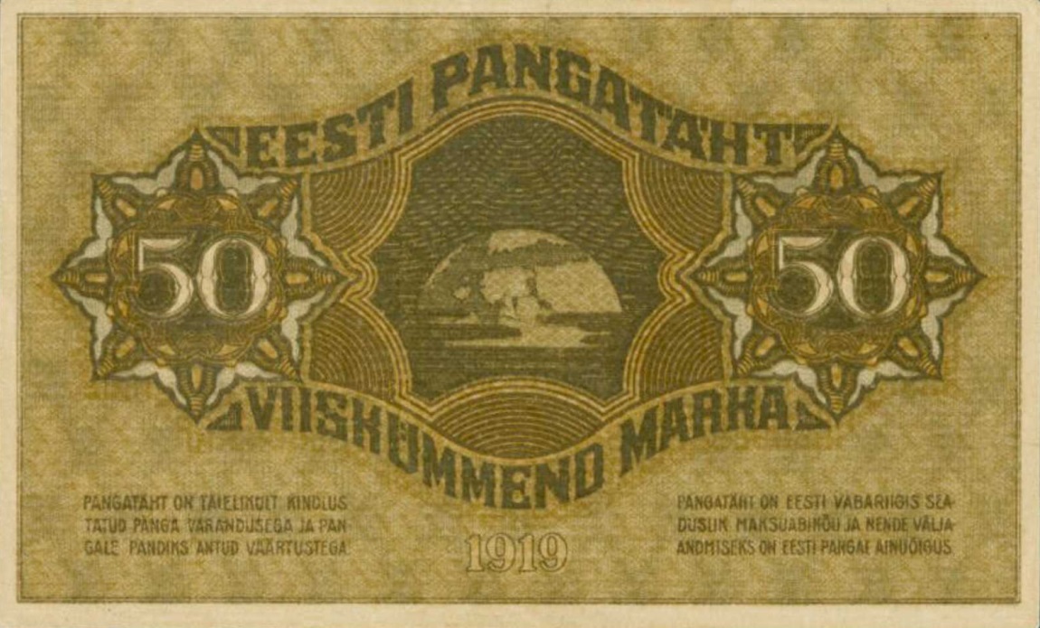 Back of Estonia p55b: 50 Marka from 1919