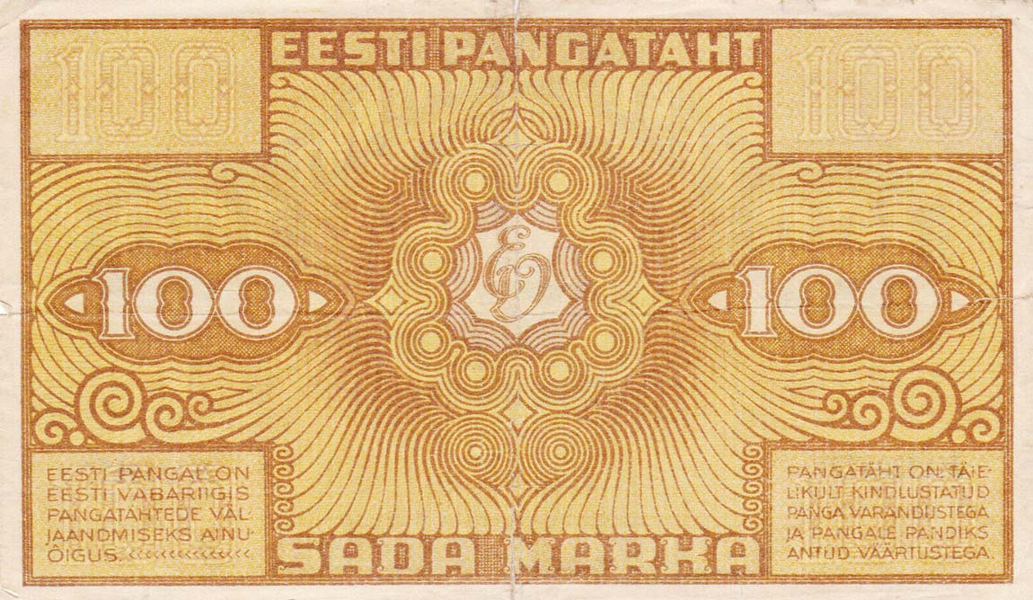 Back of Estonia p56a: 100 Marka from 1921