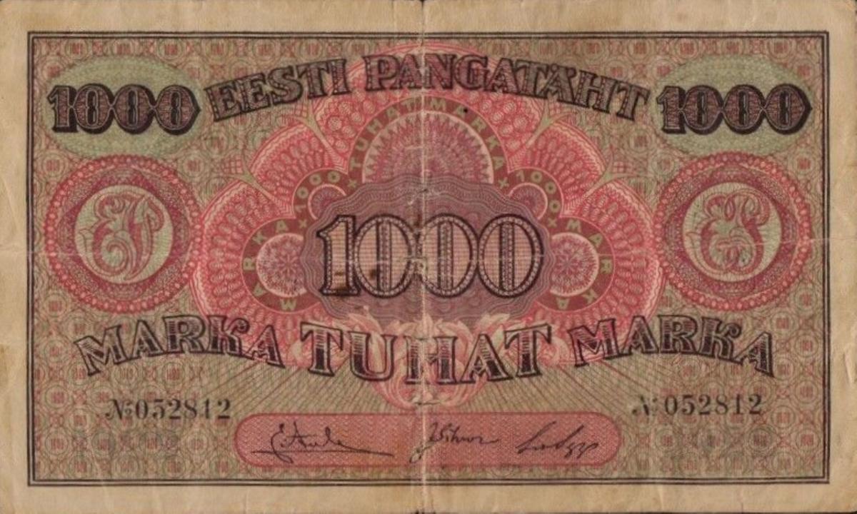 Front of Estonia p59a: 1000 Marka from 1922