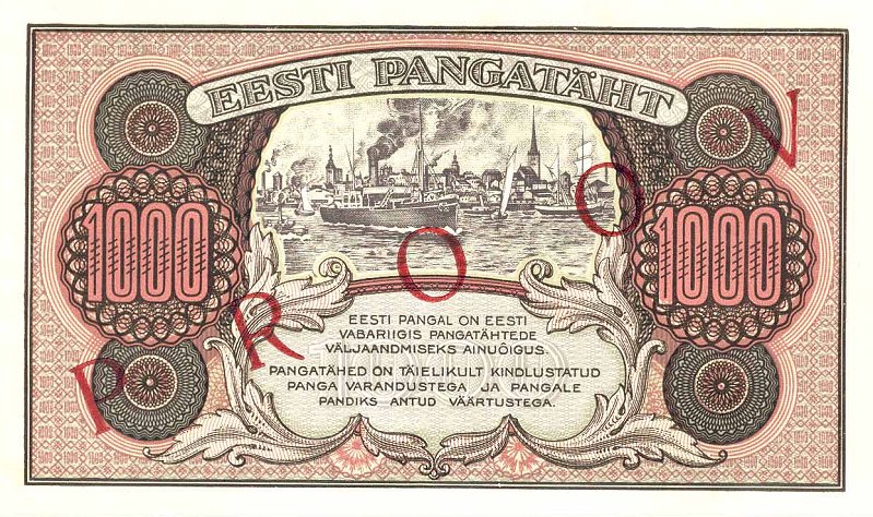 Back of Estonia p59s1: 1000 Marka from 1922