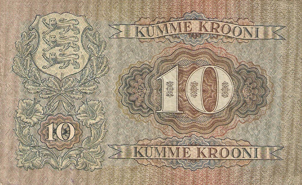 Back of Estonia p63a: 10 Krooni from 1928