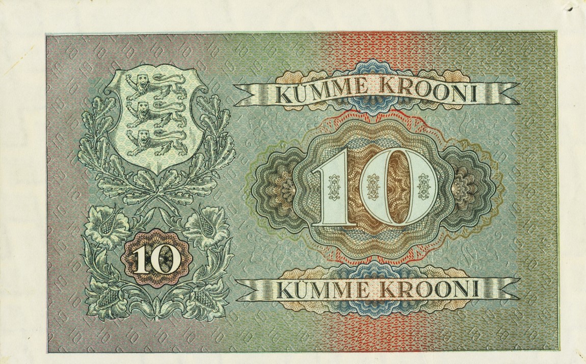 Back of Estonia p68a: 10 Krooni from 1940