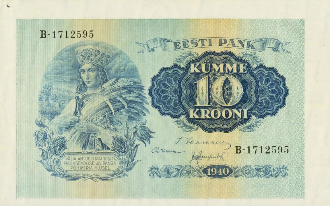 RealBanknotes.com > Estonia P68a: 10 Krooni From 1940