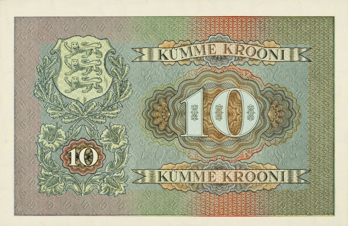 Back of Estonia p68p1: 10 Krooni from 1940