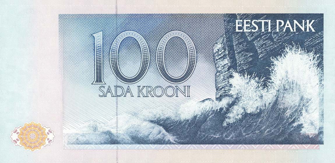 Back of Estonia p74a: 100 Krooni from 1991