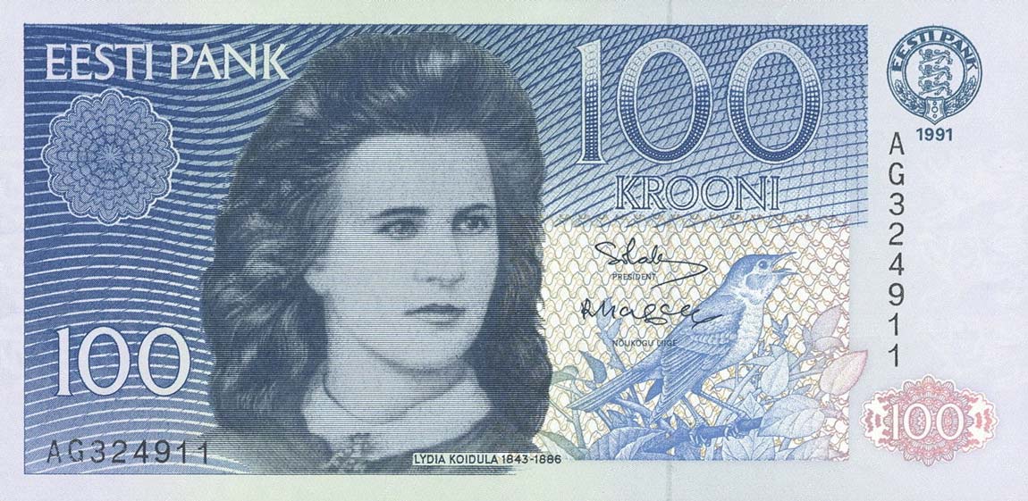 Front of Estonia p74a: 100 Krooni from 1991