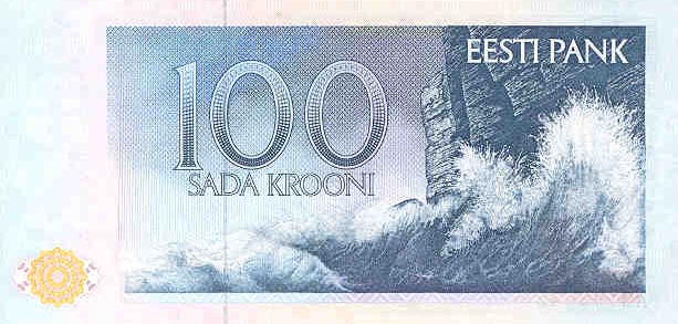 Back of Estonia p74b: 100 Krooni from 1992