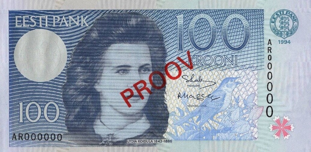 Front of Estonia p79s: 100 Krooni from 1994