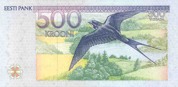 Back of Estonia p80a: 500 Krooni from 1994