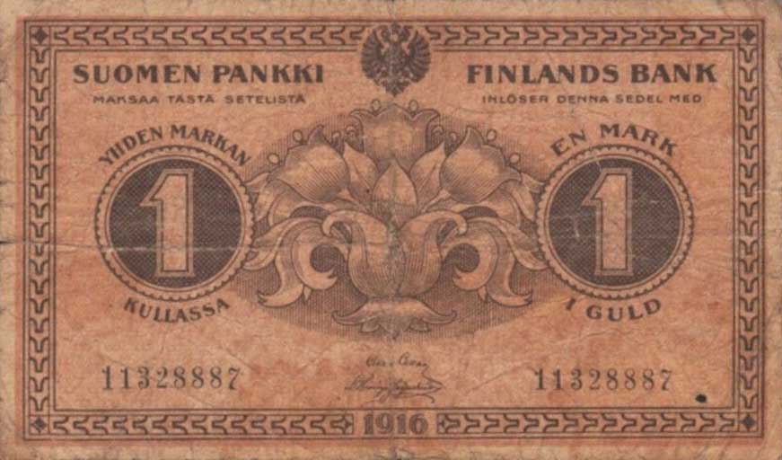 Front of Estonia pM2: 1 Markkaa from 1916