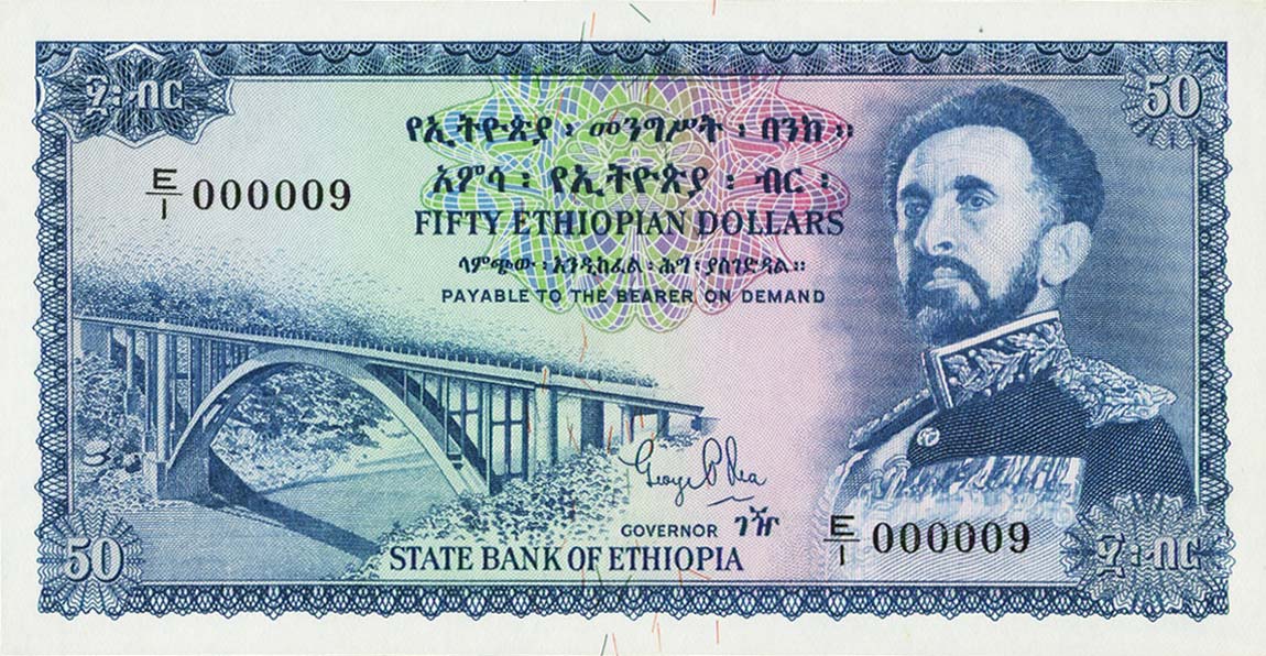 Front of Ethiopia p22a: 50 Dollars from 1961