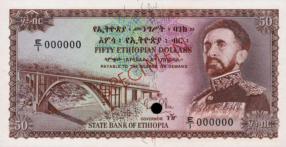 Front of Ethiopia p22ct: 50 Dollars from 1961