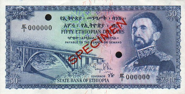 Front of Ethiopia p22s: 50 Dollars from 1961