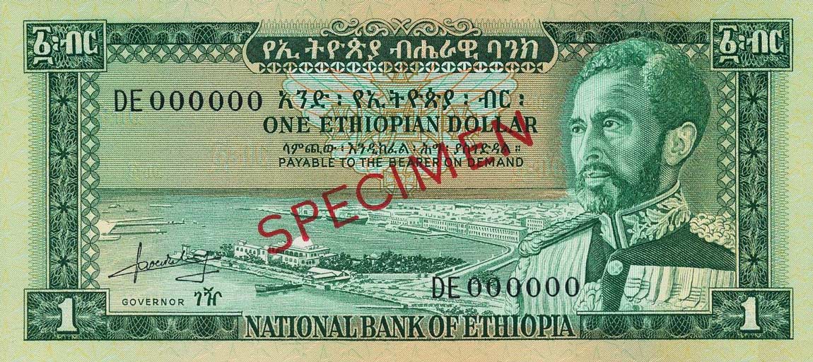 Front of Ethiopia p25s: 1 Dollar from 1966