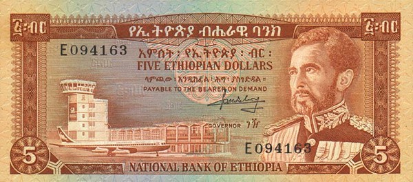 Front of Ethiopia p26a: 5 Dollars from 1966