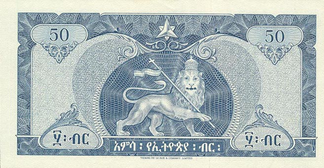 Back of Ethiopia p28a: 50 Dollars from 1966