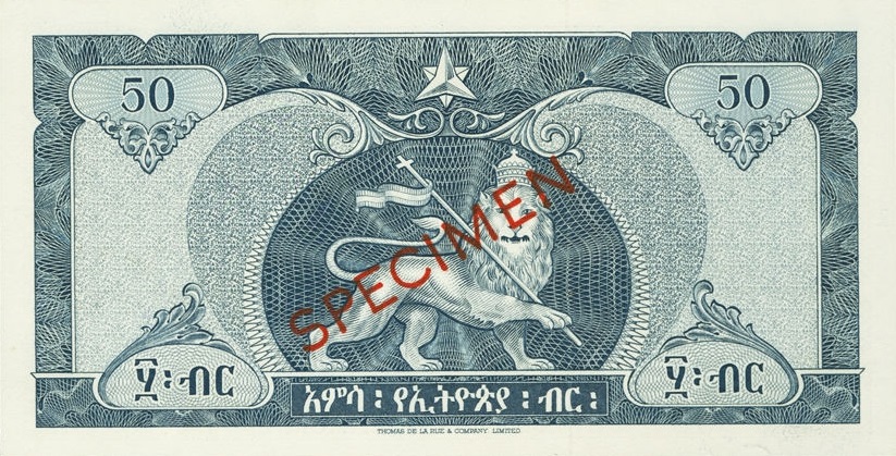 Back of Ethiopia p28s: 50 Dollars from 1966