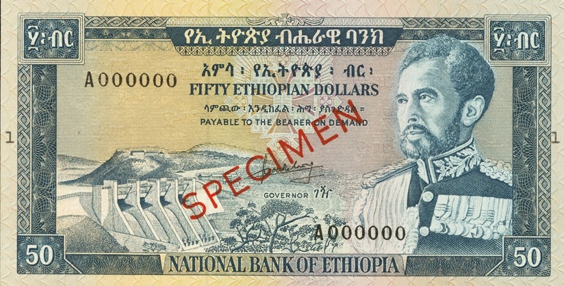 Front of Ethiopia p28s: 50 Dollars from 1966