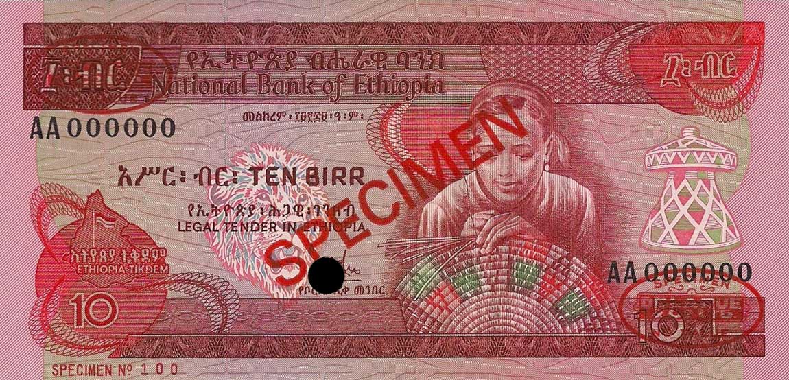 Front of Ethiopia p32s: 10 Birr from 1969