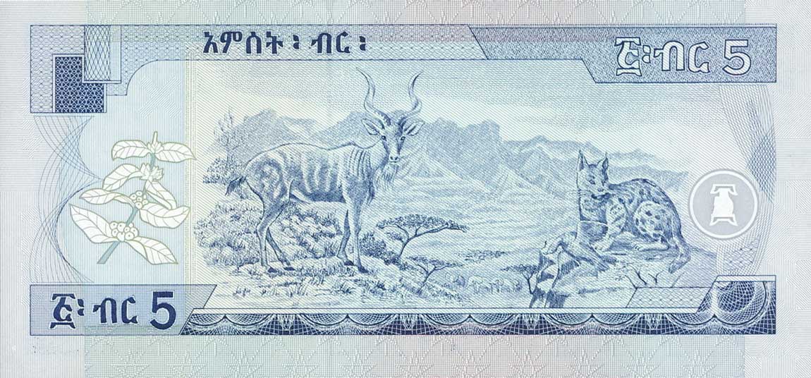 Back of Ethiopia p47b: 5 Birr from 2000