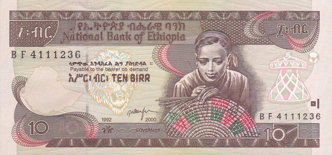 Front of Ethiopia p48b: 10 Birr from 1992