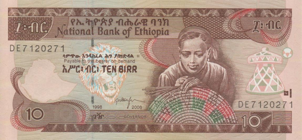 Front of Ethiopia p48d: 10 Birr from 1998