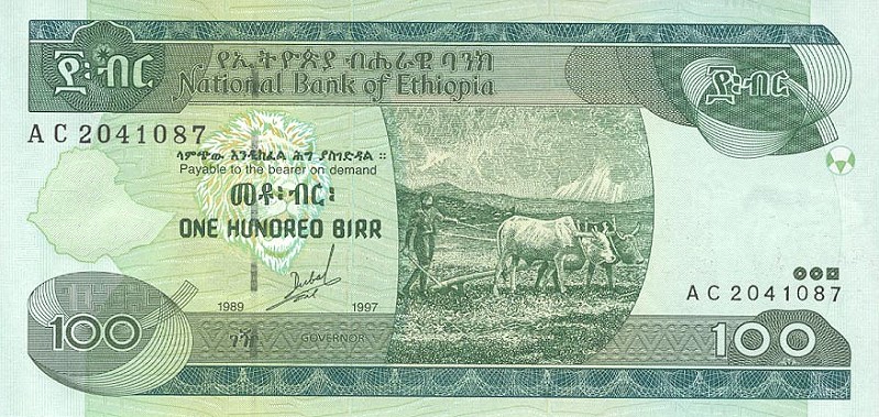 Front of Ethiopia p50a: 100 Birr from 1989