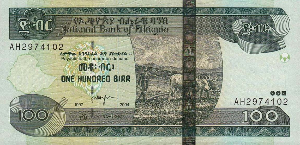 Front of Ethiopia p52b: 100 Birr from 2004