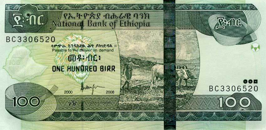 Front of Ethiopia p52d: 100 Birr from 2008