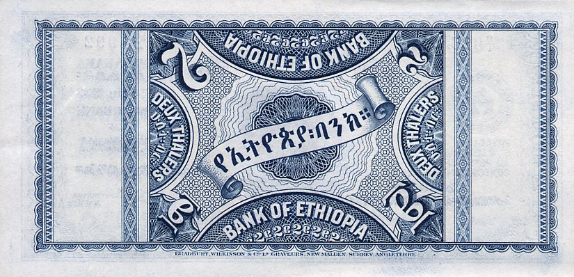 Back of Ethiopia p6a: 2 Thalers from 1933