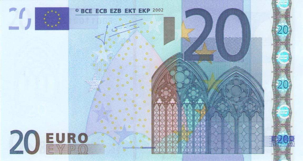 Front of European Union p10f: 20 Euro from 2002