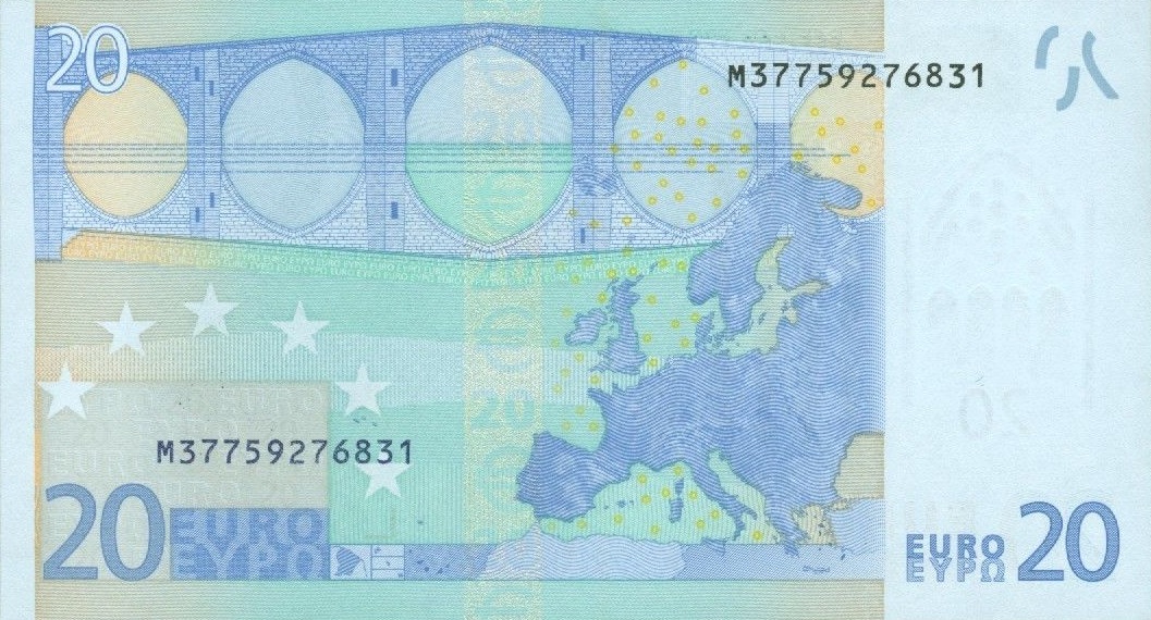 Back of European Union p10m: 20 Euro from 2002