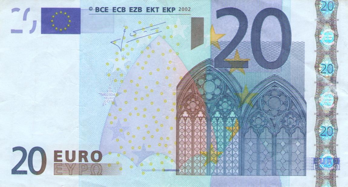 Front of European Union p10v: 20 Euro from 2002
