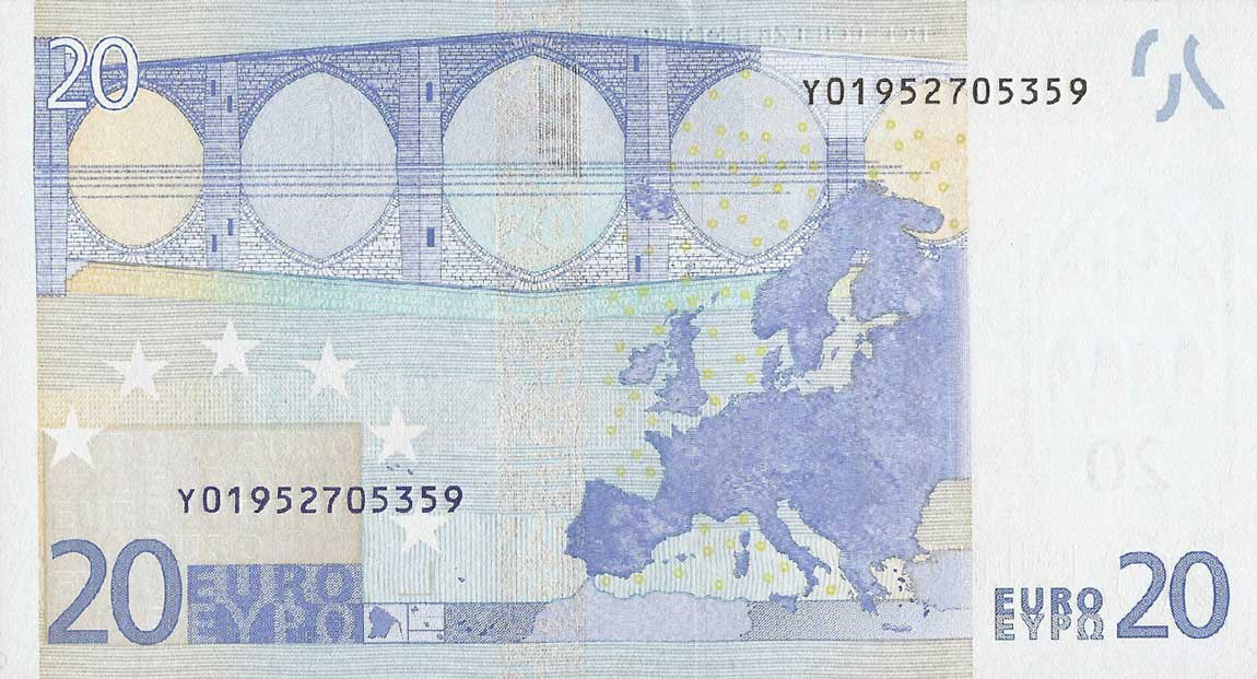 Back of European Union p10y: 20 Euro from 2002