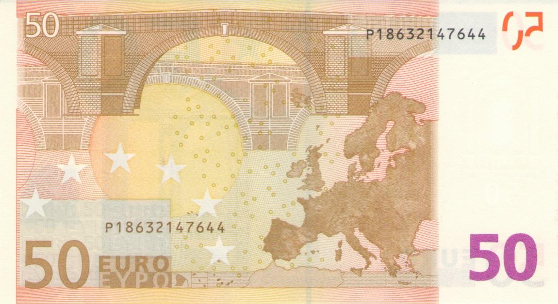 Back of European Union p11p: 50 Euro from 2002