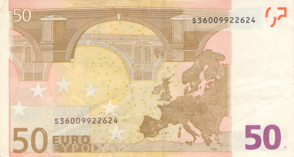 Back of European Union p11s: 50 Euro from 2002