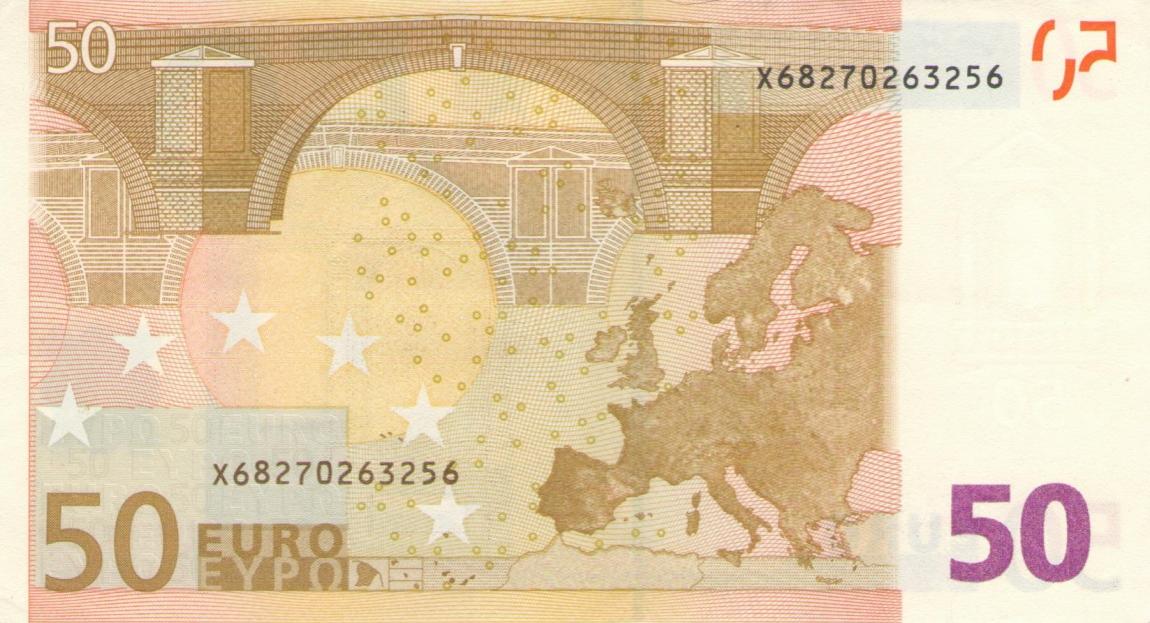 Back of European Union p11x: 50 Euro from 2002