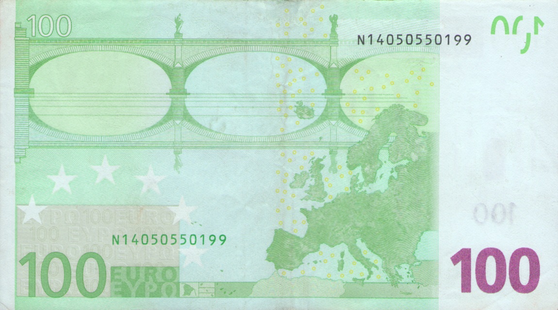 Back of European Union p12n: 100 Euro from 2002