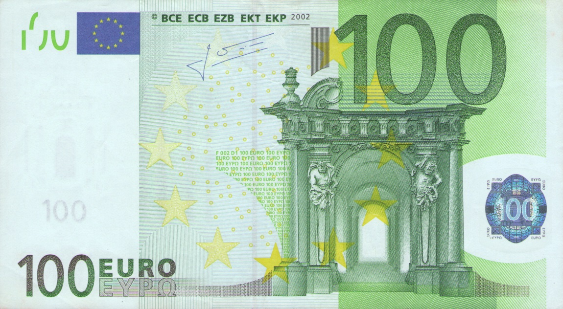 Front of European Union p12n: 100 Euro from 2002