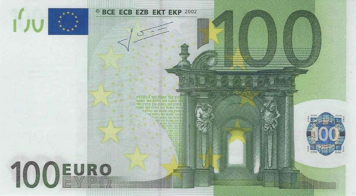 Front of European Union p12x: 100 Euro from 2002