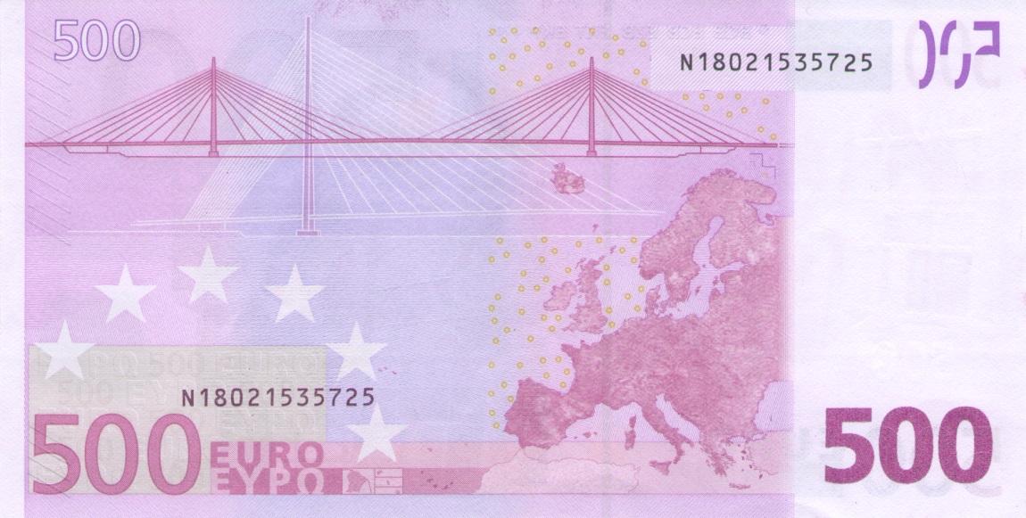 Back of European Union p14n: 500 Euro from 2002