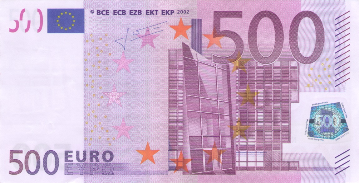 Front of European Union p14n: 500 Euro from 2002