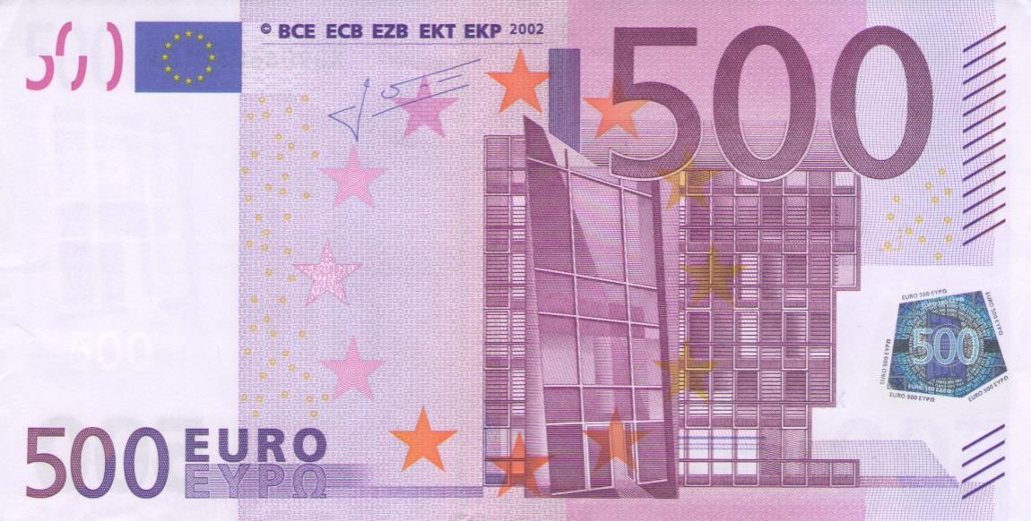 Front of European Union p14x: 500 Euro from 2002