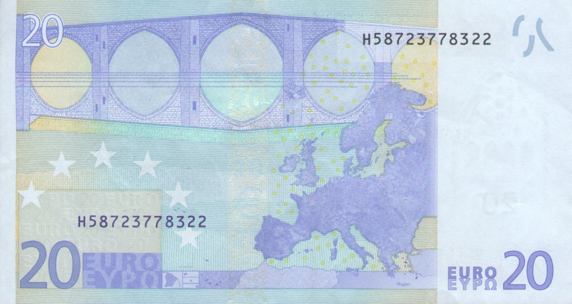 Back of European Union p16h: 20 Euro from 2002