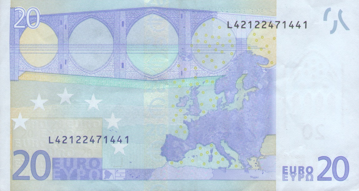 Back of European Union p16l: 20 Euro from 2002