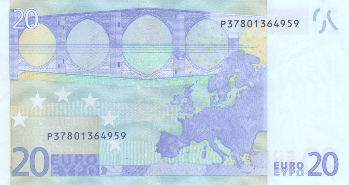 Back of European Union p16p: 20 Euro from 2002